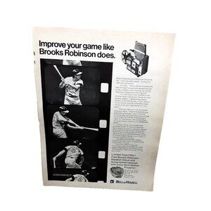 1971 Brooks Robinson Orioles Bell Howell Projector Original Print Ad 70s